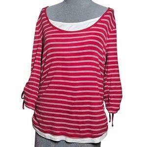 Red Striped Cotton Tee Size 1X